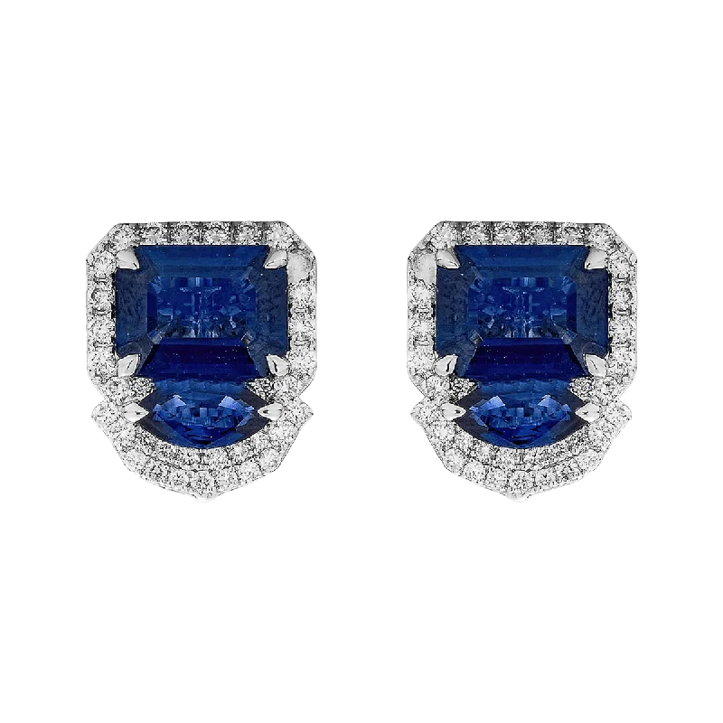 delicate drop earrings for women-Blue Sapphire & Diamond Pietra Earrings