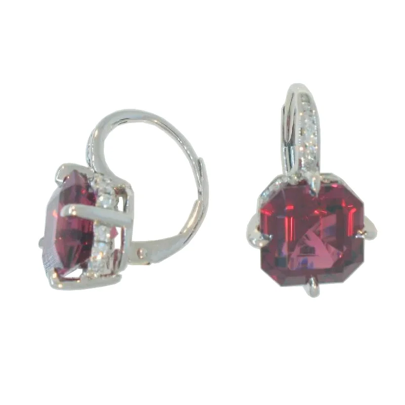 art deco earrings for women-Garnet and Diamond Earrings