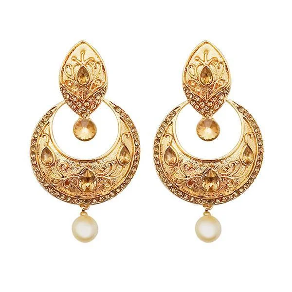 sapphire stud earrings for women-Kriaa Gold Plated Austrian Stone Brown Kundan Dangler Earrings - 1310577