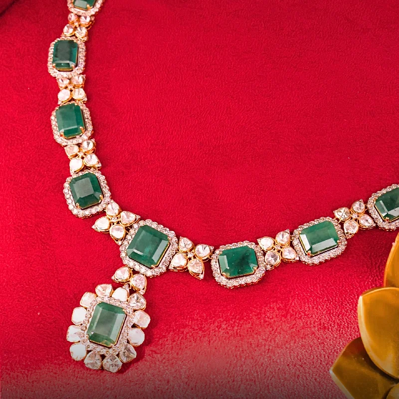 circular gemstone ring necklaces for women-Suhani Polki And Diamond Necklace