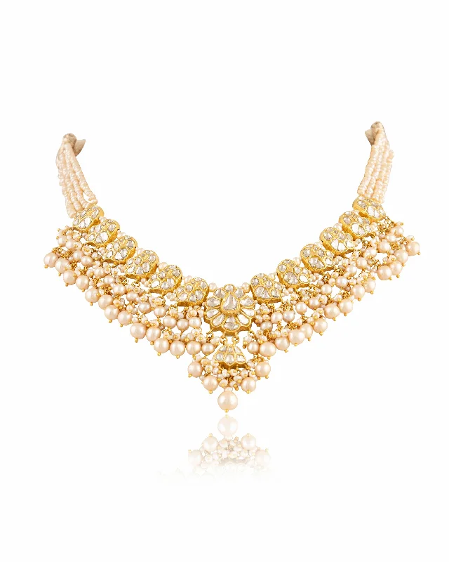 diamond ring necklaces for women-Niyati Polki Necklace