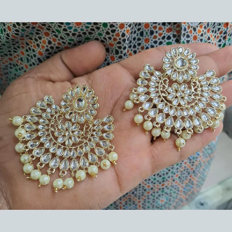 luxury diamond earrings for women-Manisha Jewellery Gold Plated Kundan Stone Dangler Earrings