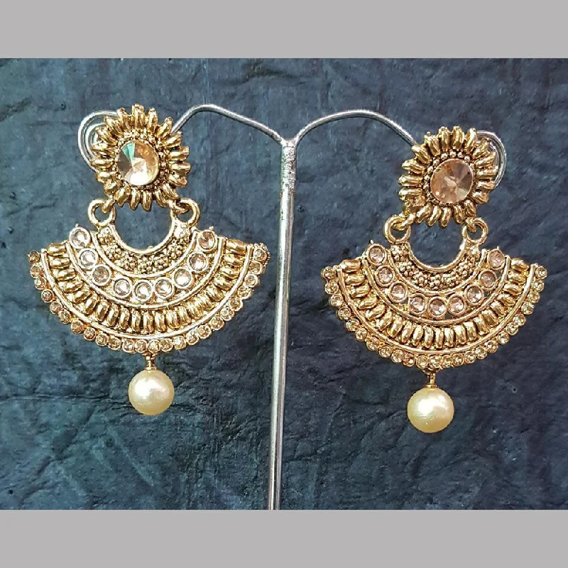 dangly earrings for women-Shreeji Gold Plated Crystal Stone Dangler Earrings