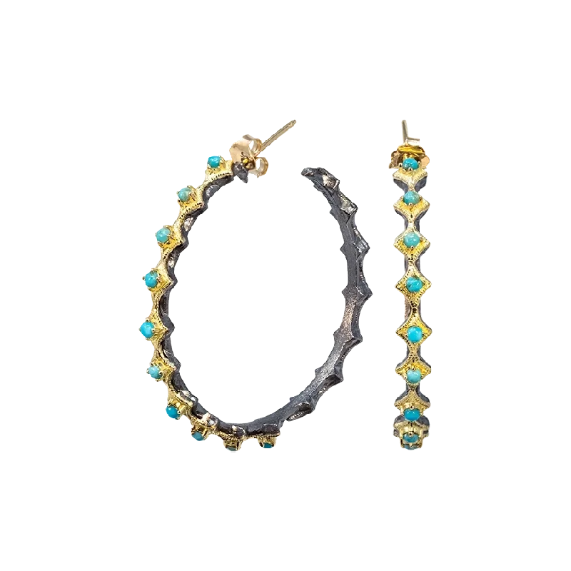 luxurious earrings for women-Turquoise Crivelli Hoop Earrings