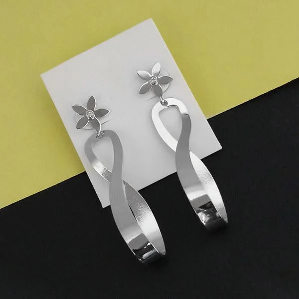 square earrings for women-Urthn Silver Plated Dangler Earrings - 1310675A