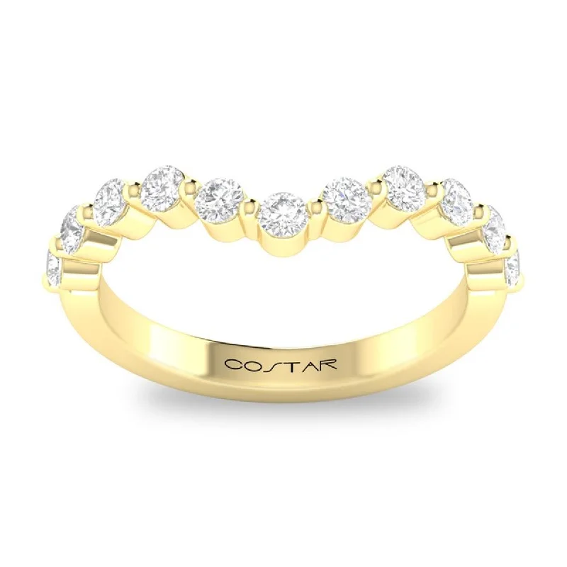 contemporary diamond engagement rings for women-YELLOW GOLD WEDDING BAND WITH 11 DIAMONDS, .50 CT TW