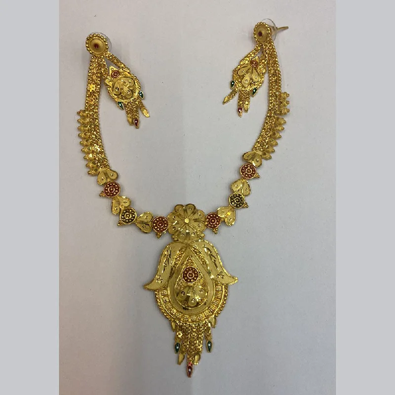 gold ring charm necklaces for women-The Jangid Arts Gold Plated Necklace Set