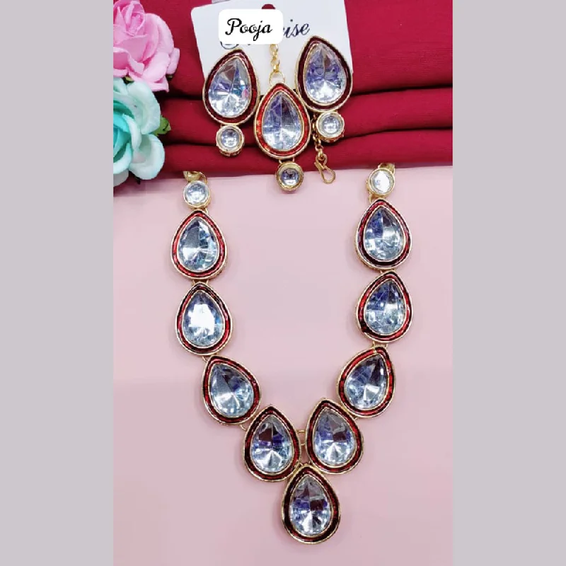 circular ring necklaces for women-Pooja Bangles Crystal Necklace Set