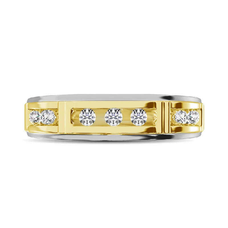 mixed metal engagement rings for women-Diamond 1/20 Ct.Tw. Ladies Wedding Band in 10K Two Tone Gold