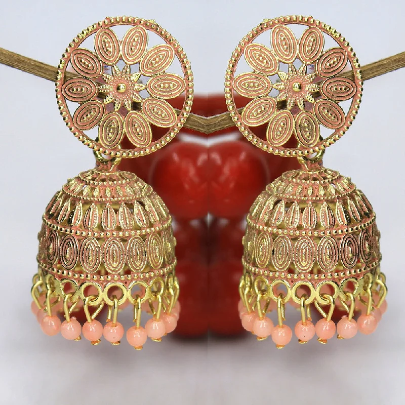 flower earrings for women-Mahavir Gold Plated Meenakari Jhumki Earrings