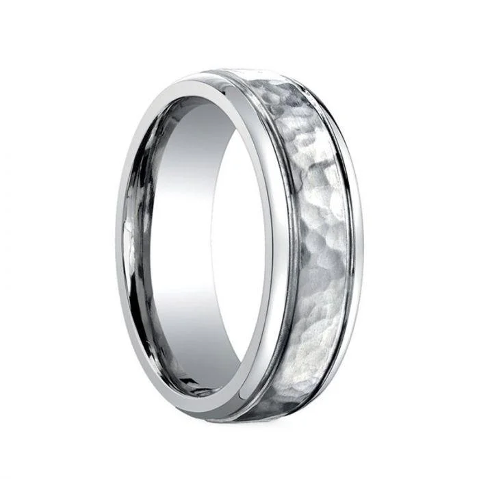 platinum band engagement rings for women-BISMARK Titanium Wedding Band - 7mm