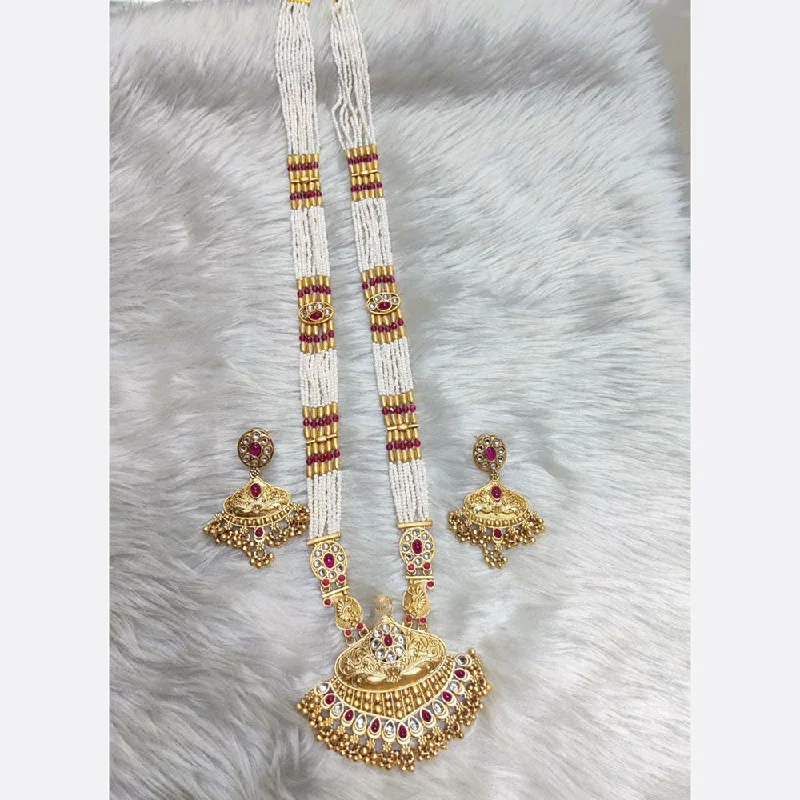 gemstone and ring necklaces for women-Manisha Jewellery Gold Plated Long Necklace Set