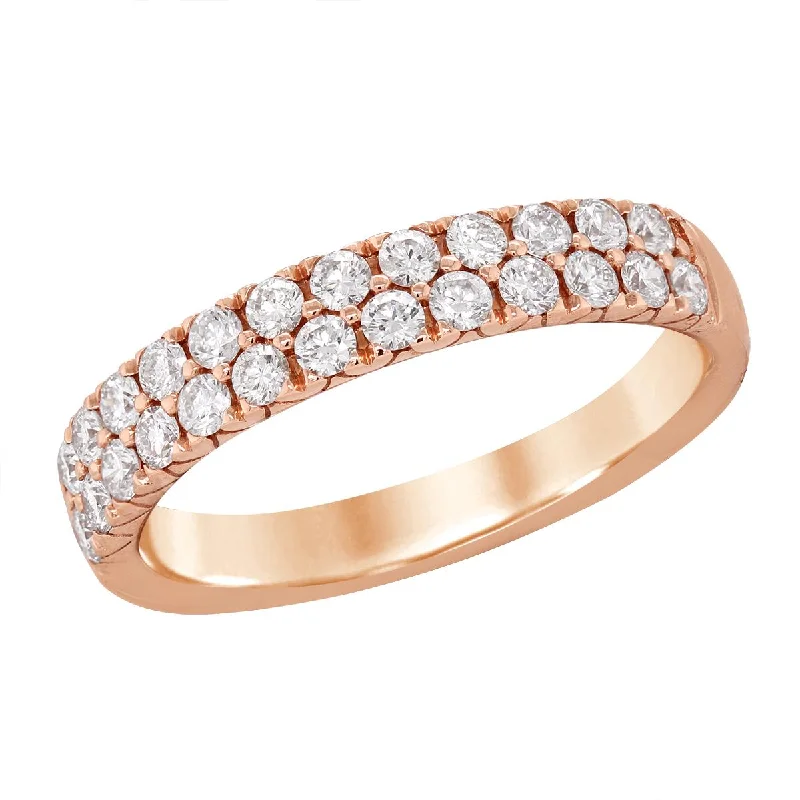 pink diamond engagement rings for women-ROSE GOLD WEDDING BAND WITH 2 ROWS OF DIAMONDS, .55 CT TW