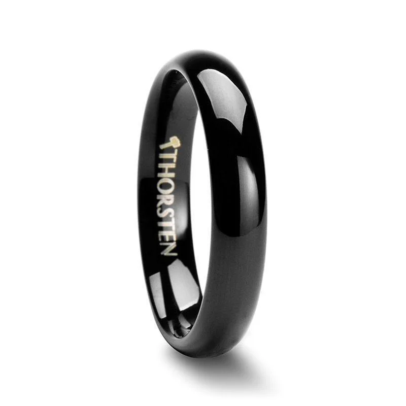 modern engagement rings for women-PHOEBE Domed Black Tungsten Carbide Wedding Band - 4mm - 6mm