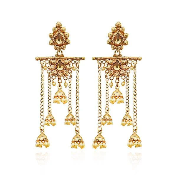 elegant earrings for women-Kriaa Gold Plated Brown Austrian Stone Dangler Earrings - 1310557A