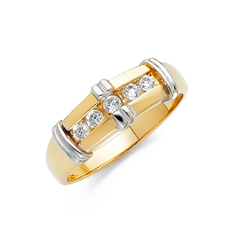 luxury engagement rings for women-14K MENS WEDDING BAND CZ