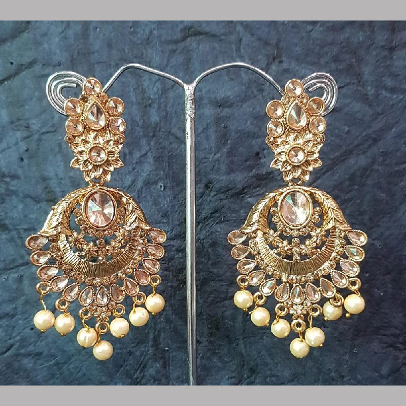 zirconia earrings for women-Shreeji Gold Plated Crystal Stone Dangler Earrings