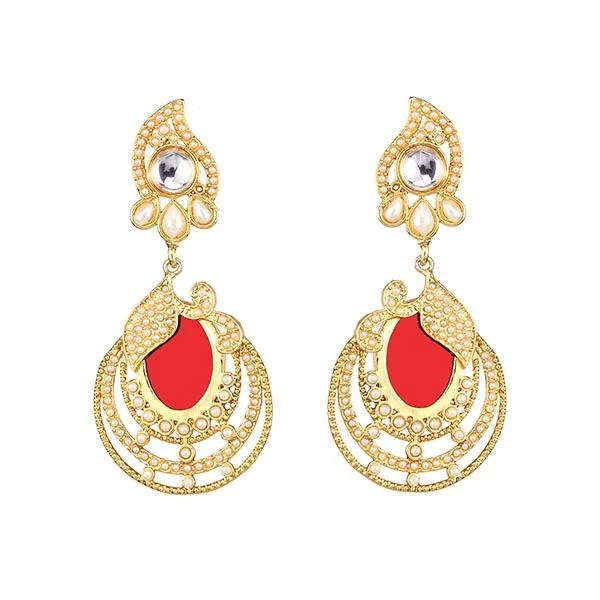 minimal earrings for women-Kriaa Gold Plated Resin Stone Dangler Earrings - 1307343A