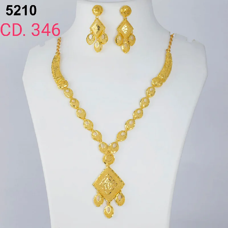 art deco ring necklaces for women-MR Jewellery Forming Gold Plated Necklace Set