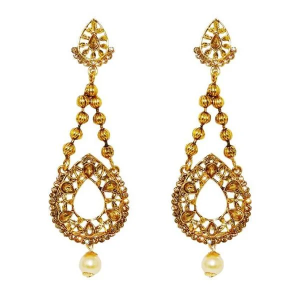 golden drop earrings for women-Kriaa Brown Austrian Stone  Dangler Earrings - 1309619