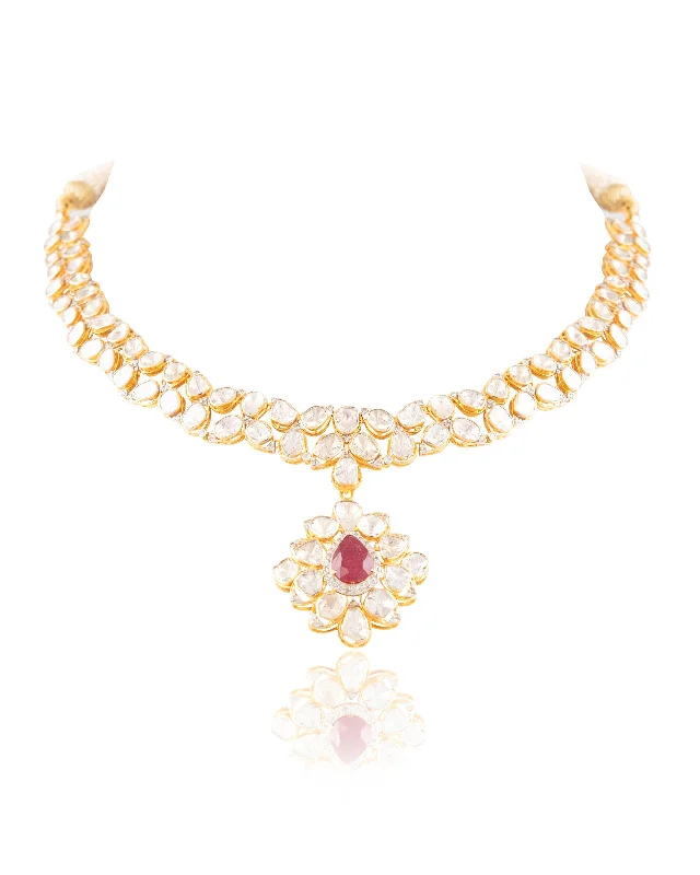 birthstone ring necklaces for women-Sahara Polki And Diamond Necklace