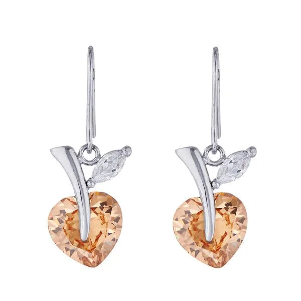 luxury earrings for women-Kriaa Brown Austrian Stone Silver Plated Dangler Earrings - 1309107B