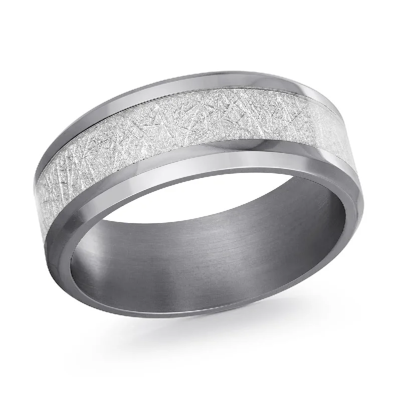 affordable engagement rings for women-TANTALUM MEN'S WEDDING BAND WITH BRUSHED/POLISHED FINISH