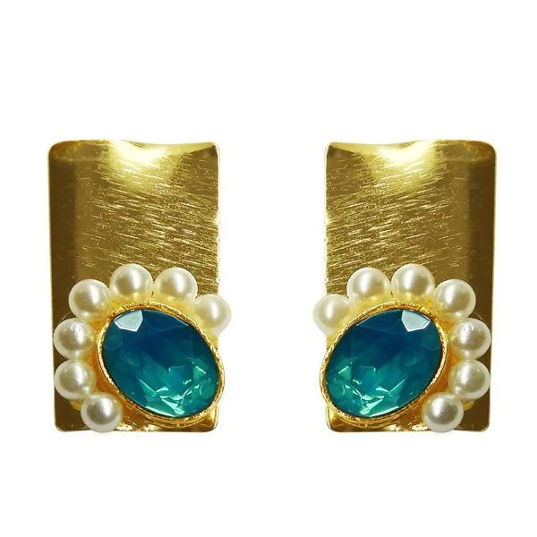 stud earrings for women-Kriaa Gold Plated Resin Stone Pearl Dangler Earrings - 1311408E