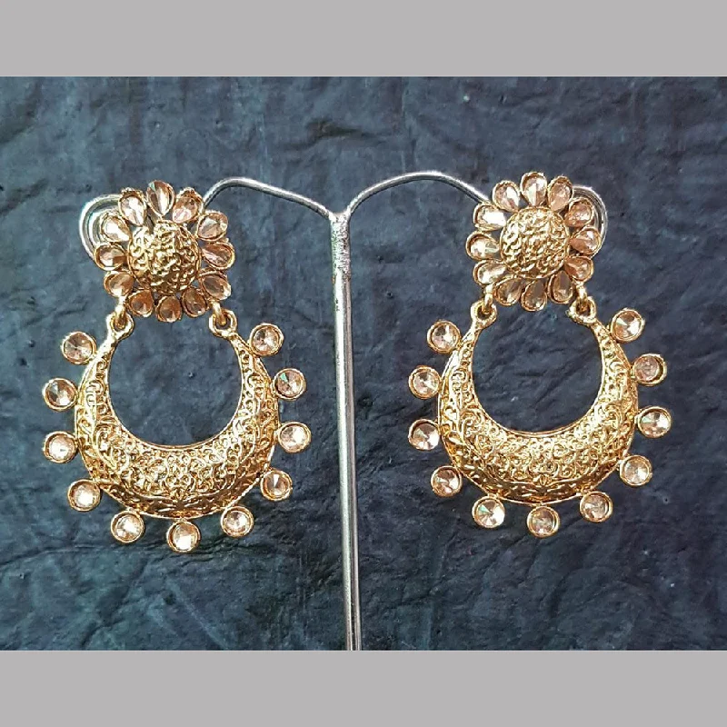 birthstone earrings for women-Shreeji Gold Plated Crystal Stone Dangler Earrings