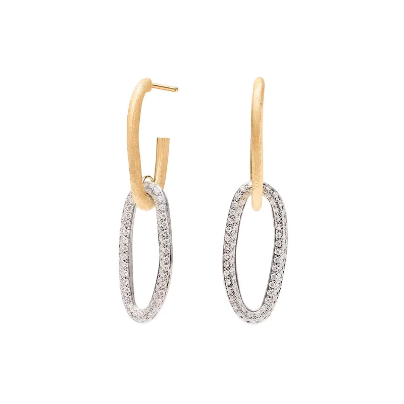 opal earrings for women-Link Drop Earrings With Diamonds