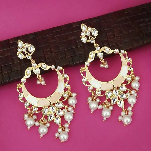 designer earrings for women-Kriaa Gold Plated Kundan Dangler Earrings - 1316330F