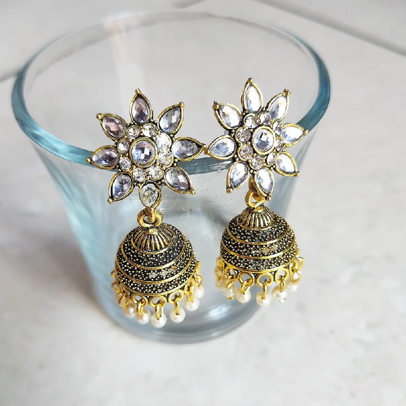 custom earrings for women-H K Fashion Gold Plated Crystal Stone Jhumki Earrings