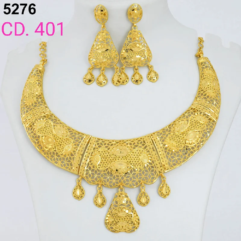 gemstone and ring necklaces for women-MR Jewellery Forming Gold Plated Necklace Set