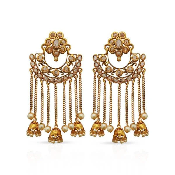 long dangling earrings for women-Kriaa AD Stone Gold Plated Dangler Earrings - 1312917A