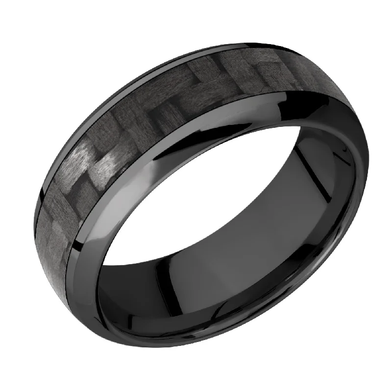 white gold engagement rings for women-Lashbrook 8MM Zirconium Carbon Fiber Inlay Wedding Band