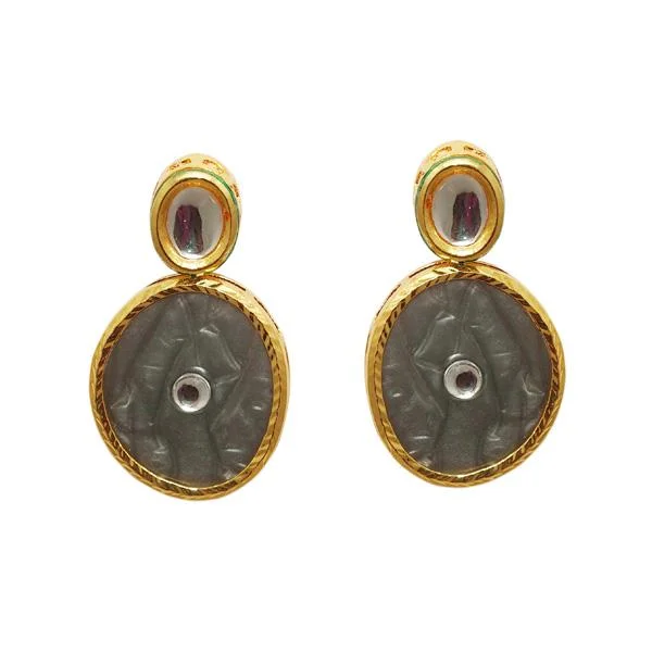 sapphire stud earrings for women-Kriaa Kundan Resin Gold Plated Dangler Earrings - 1305443