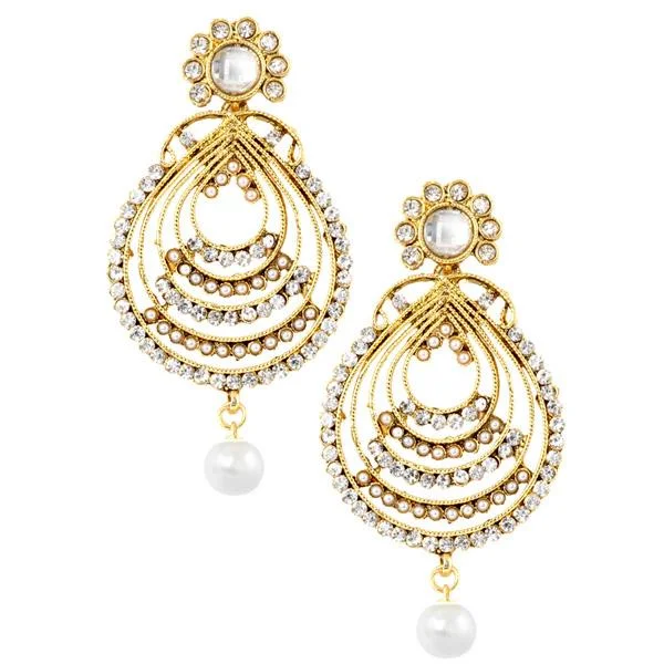 big hoop earrings for women-Kriaa Austrian Stone Gold Plated Dangler Earrings - 1303702