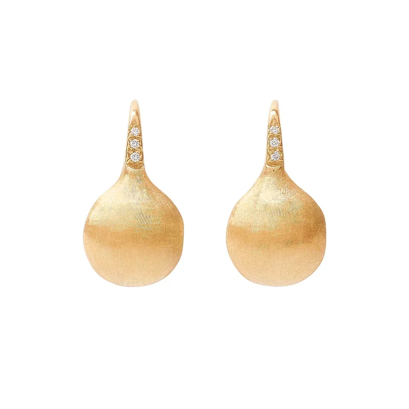 drop earrings for women-Africa Gold Medium Drop Earrings with Diamonds