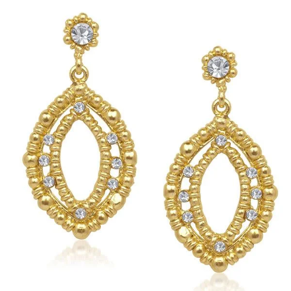 unique earrings for women-Urthn Austrian Stone Gold Plated Dangler Earrings - 1304720