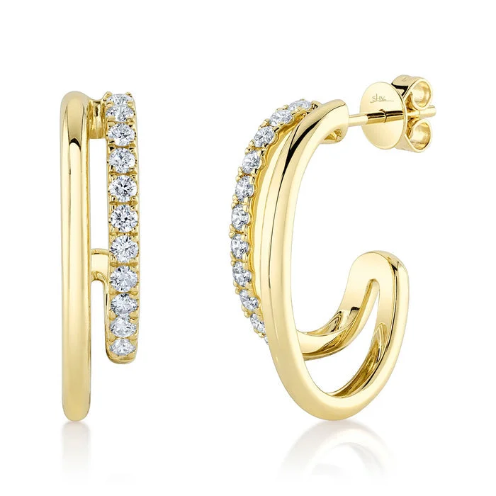 cubic zirconia earrings for women-14k Yellow Gold Diamond Earrings