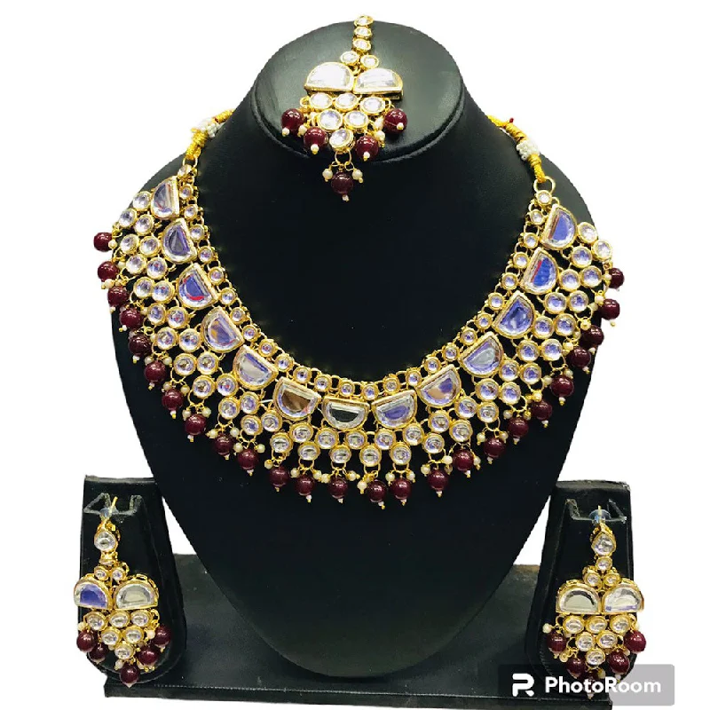 luxury diamond ring necklaces for women-Manisha Jewellery Gold Plated Kundan Stone Necklace Set