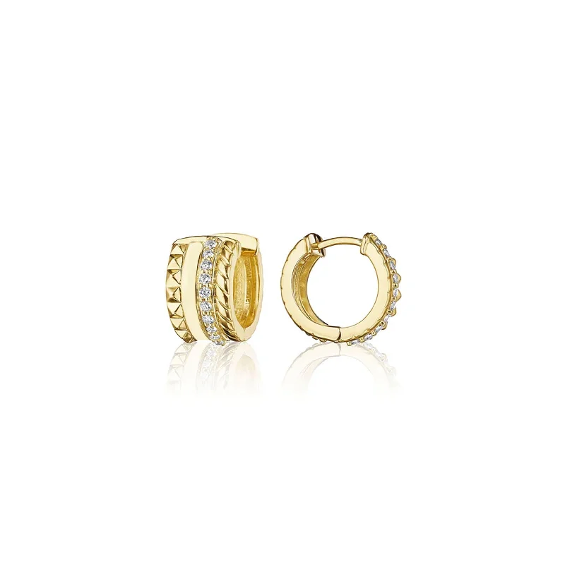 large gold earrings for women-Four-Row Stack Huggie Earrings