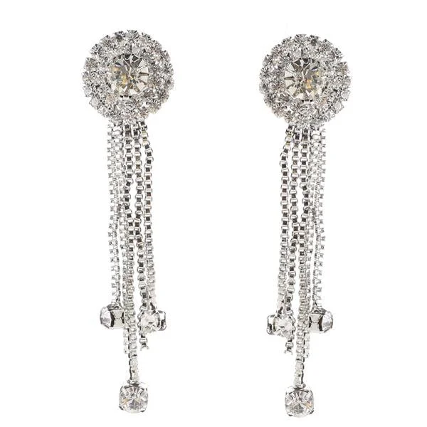 dangly earrings for women-Tip Top Fashions Austrian Stone Rhodium Plated Dangler Earrings - 1306107