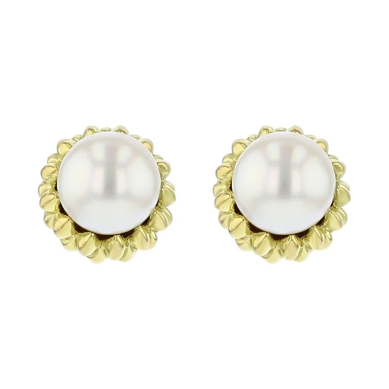 cubic zirconia earrings for women-Tiffany & Co. Cultured Pearl Acorn Stud Earrings