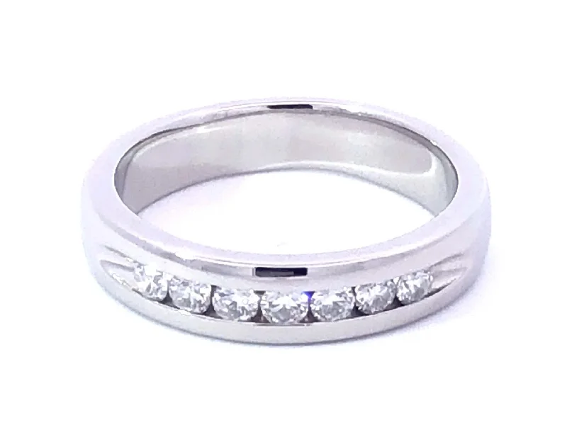 modern engagement rings for women-7 Diamond Channel Set Platinum Wedding Band Ring 5mm