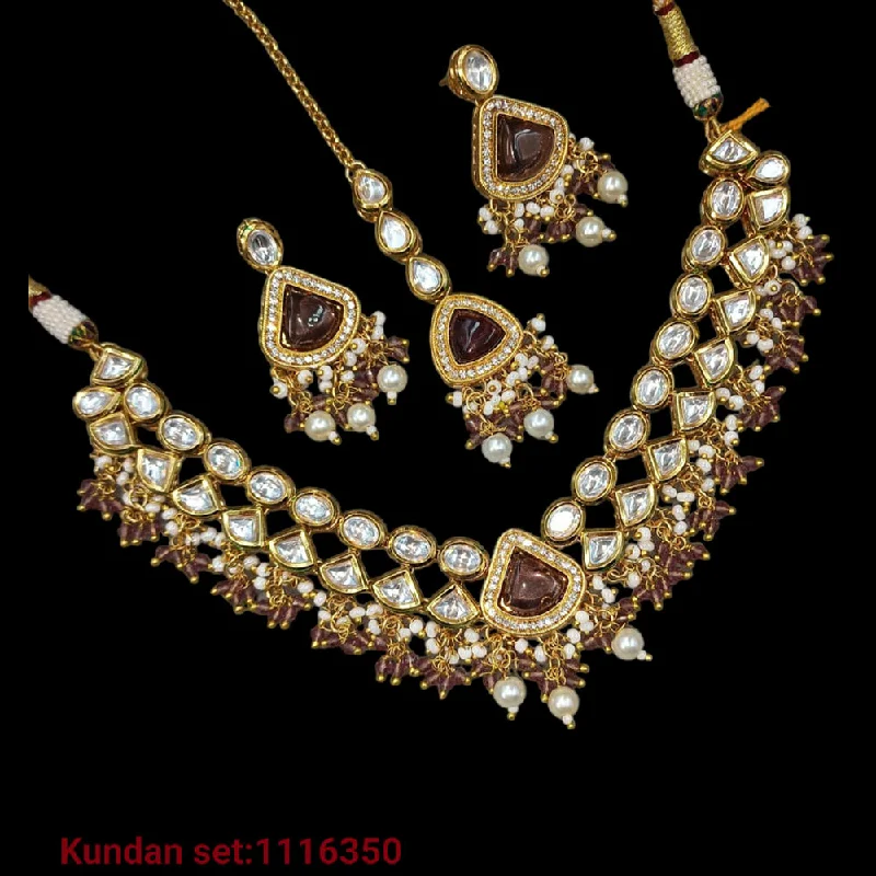 fashion ring necklaces for women-Padmawati Bangles Gold Plated Kundan & Beads Necklace Set