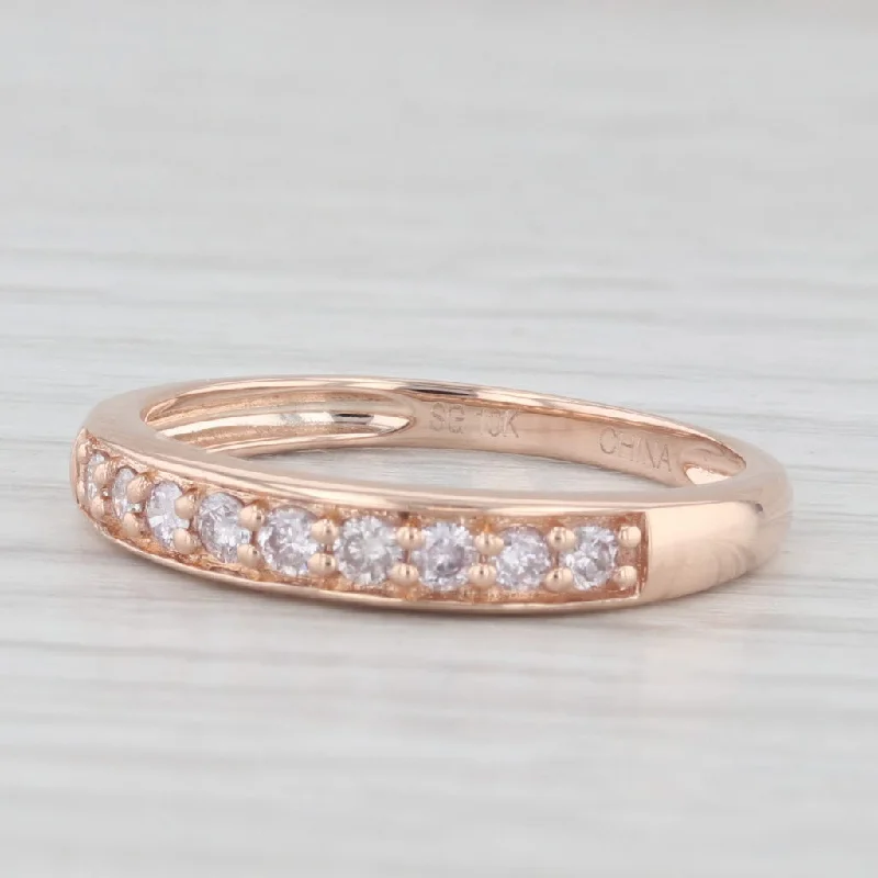 channel-set engagement rings for women-0.25ctw Pink Diamond Wedding Band 10k Rose Gold Size 6.75 Stackable Ring