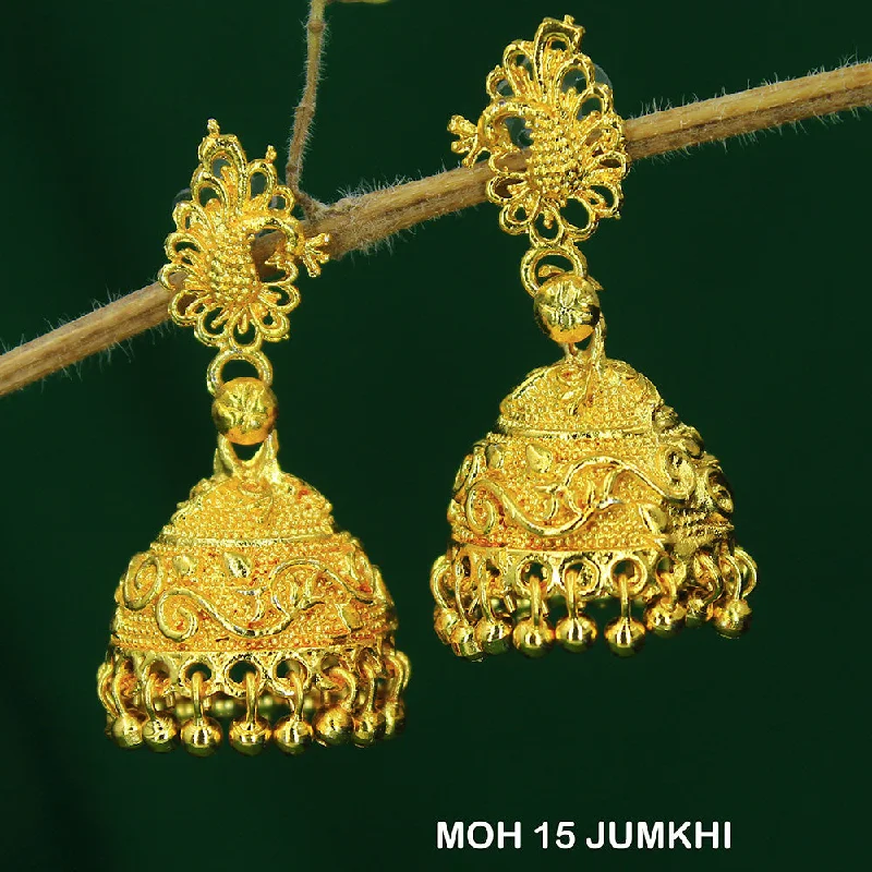 textured earrings for women-Mahavir Dye Gold Jhumki Earrings