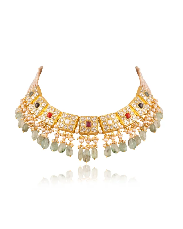 elegant diamond ring necklaces for women-Navneeta Polki Necklace