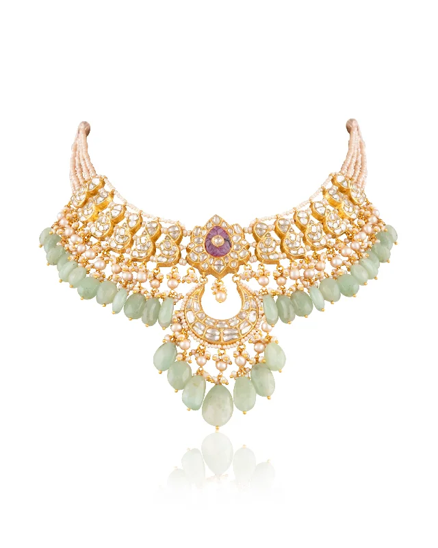 designer ring necklaces for women-Ziya Polki Necklace